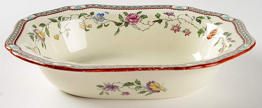 Jessamine (Cream Background) 9" Oval Vegetable Bowl by Royal Cauldon-1