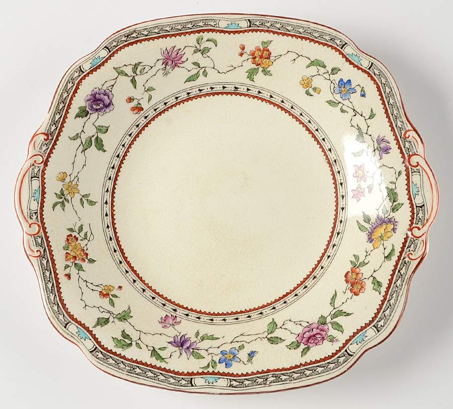 Jessamine (Cream Background) Handled Cake Plate by Royal Cauldon-1