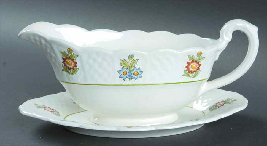 June Garden Gravy Boat & Underplate by Royal Cauldon-1