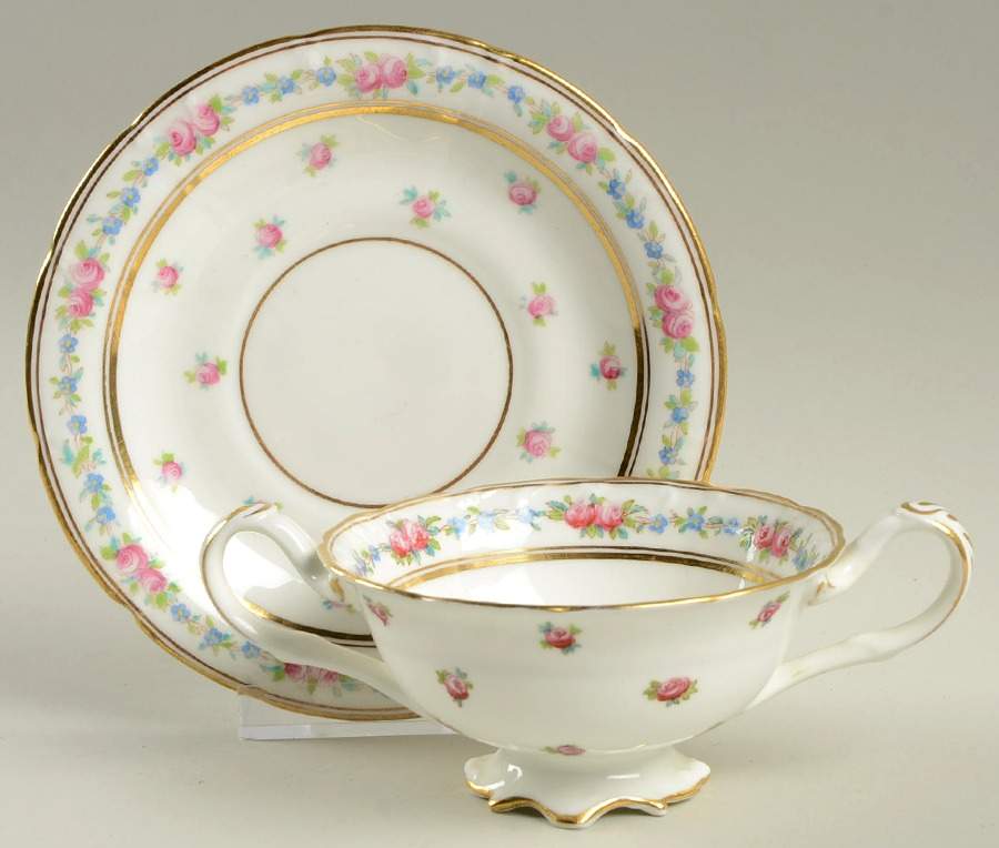 K3616 Footed Bouillon Cup & Saucer by Royal Cauldon-1