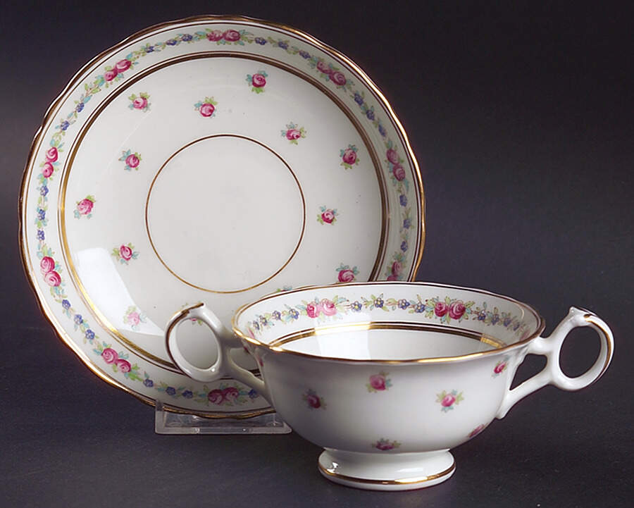 K3616 Footed Cream Soup Bowl & Saucer Set by Royal Cauldon-1