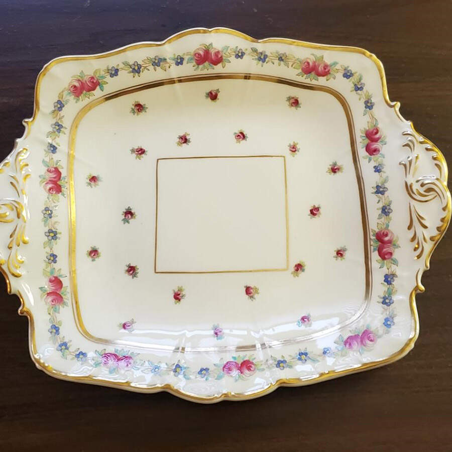K3616 Square Handled Cake Plate by Royal Cauldon-1