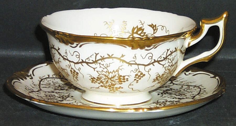 King's Plate White Footed Cup & Saucer Set by Royal Cauldon-1