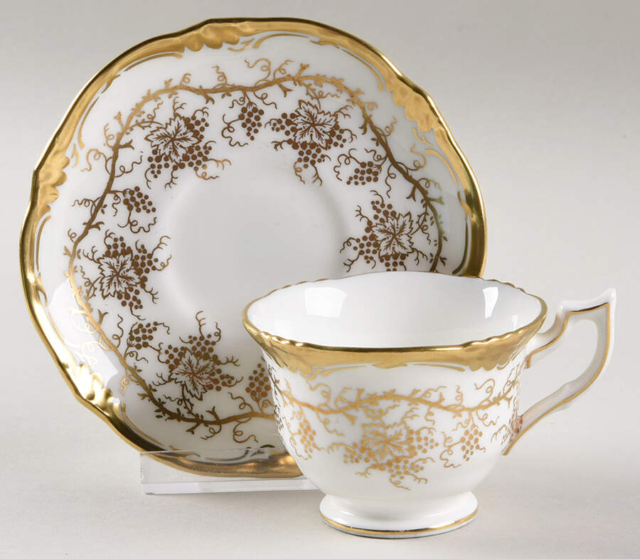 King's Plate White Footed Demitasse Cup & Saucer Set by Royal Cauldon-1