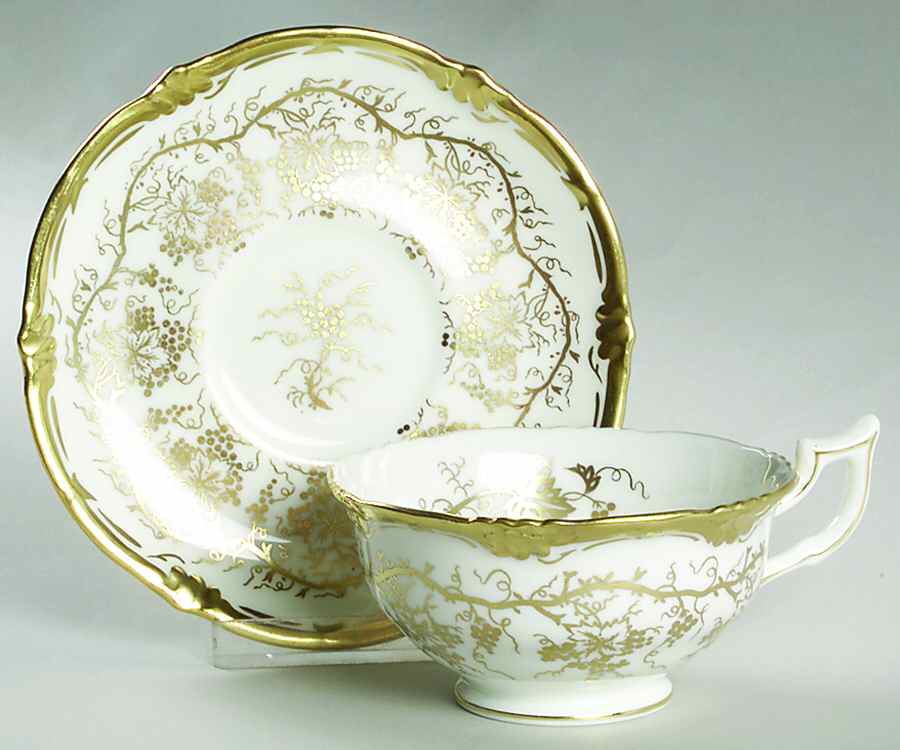 King's Plate White Footed Cup & Saucer Set by Royal Cauldon-1