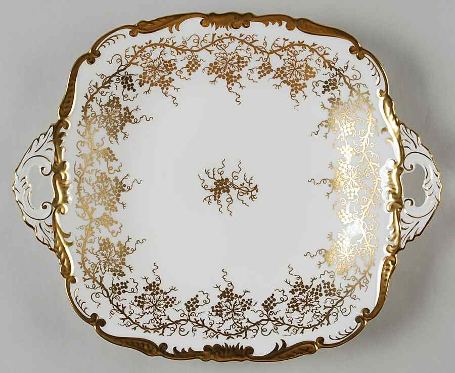 King's Plate White Square Handled Cake Plate by Royal Cauldon-1