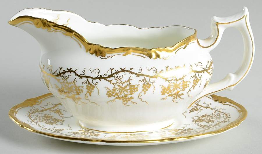 King's Plate White Gravy Boat & Underplate by Royal Cauldon-1