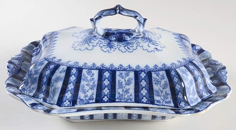 Corinthian Flute Rectangular Covered Vegetable by Ridgway (Ridgways)-1