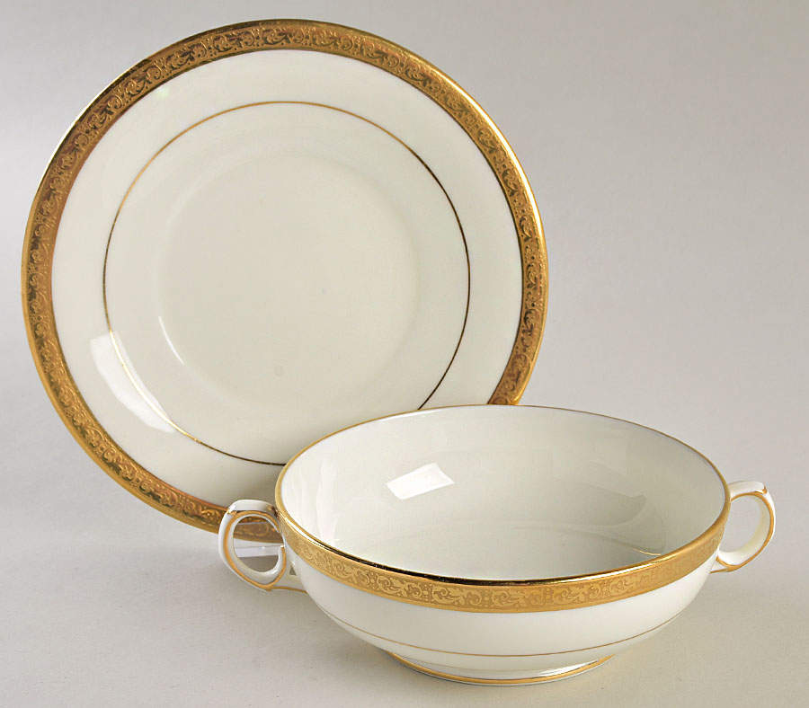 L4142 Footed Cream Soup Bowl & Saucer Set by Royal Cauldon-1