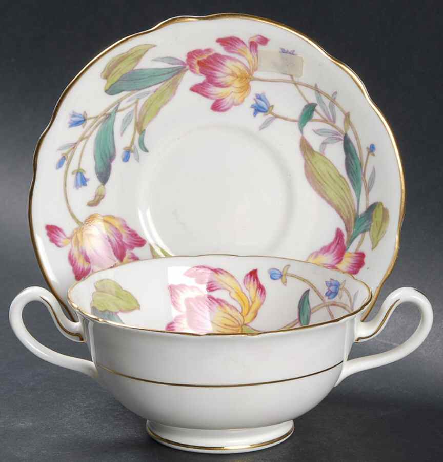 Malvern Footed Cream Soup Bowl & Saucer Set by Royal Cauldon-1