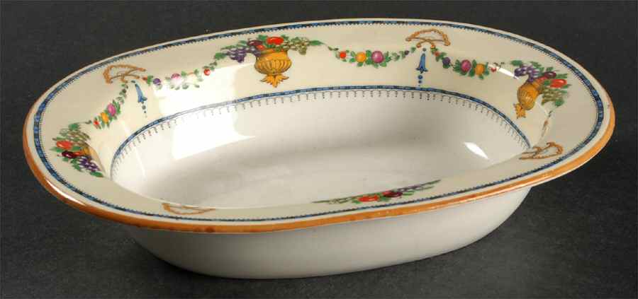 Malvern (Cream Rim, Urns) 8" Oval Vegetable Bowl by Royal Cauldon-1