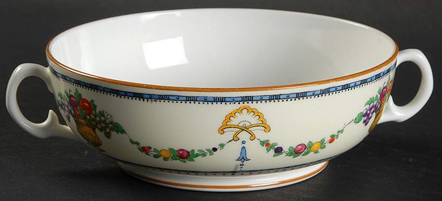 Malvern (Cream Rim, Urns) Footed Cream Soup Bowl by Royal Cauldon-1