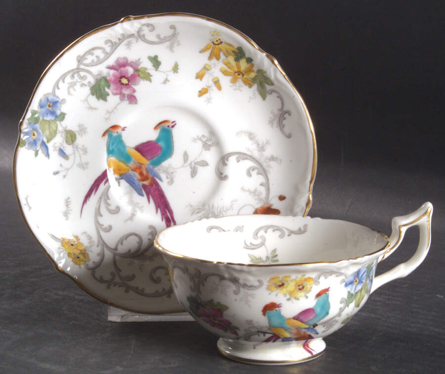 Marlborough Multicolor Footed Cup & Saucer Set by Royal Cauldon-1