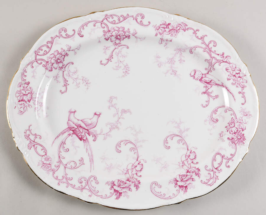 Marlborough Pink 14" Oval Serving Platter by Royal Cauldon-1