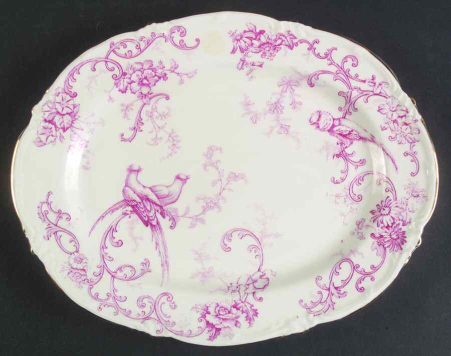 Marlborough Pink 12" Oval Serving Platter by Royal Cauldon-1