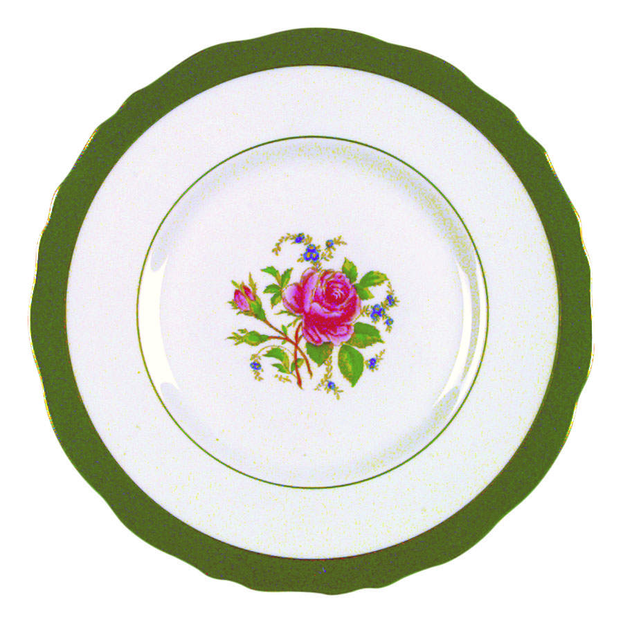 Miniver Rose Dark Green Dinner Plate by Royal Cauldon-1