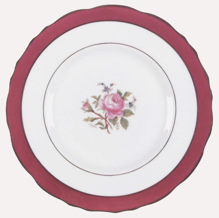 Miniver Rose Burgundy Salad Plate by Royal Cauldon-1