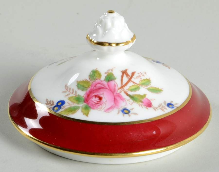 Miniver Rose Burgundy Lid for Sugar Bowl by Royal Cauldon-1