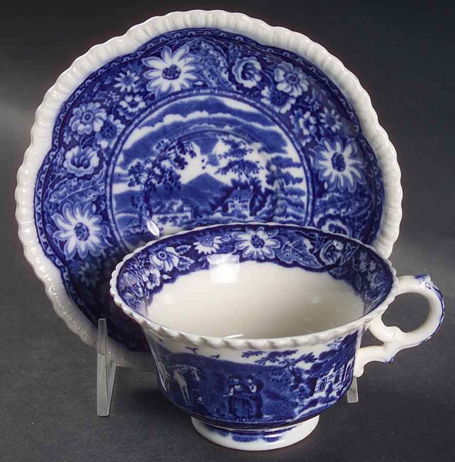 Native Blue Footed Cup & Saucer Set by Royal Cauldon-1