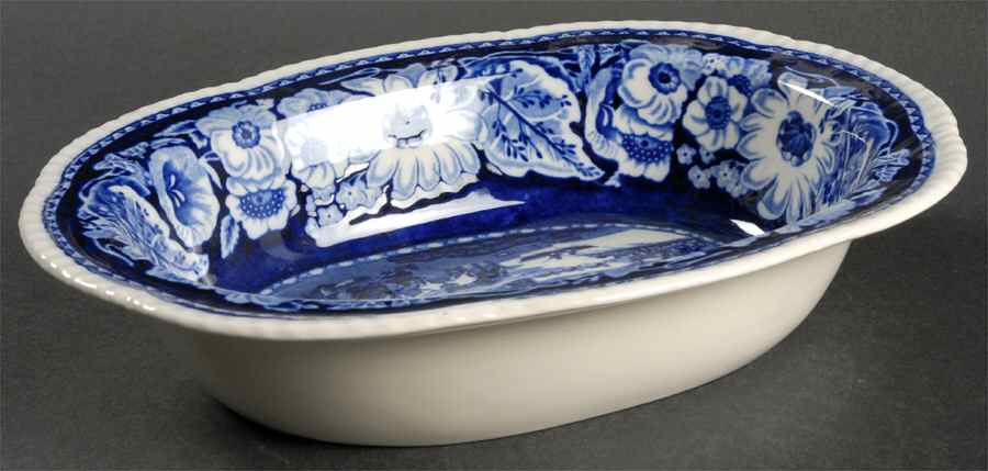 Native Blue 9" Oval Vegetable Bowl by Royal Cauldon-1