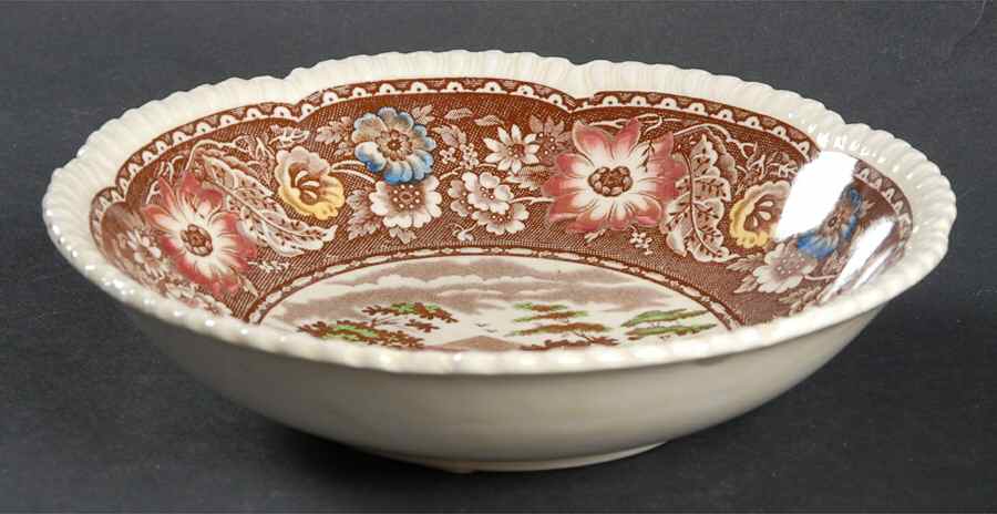 Native Brown Multicolor (Multicolor Border) Coupe Cereal Bowl by Royal Cauldon-1