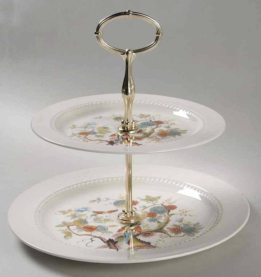 Paradise 2 Tiered Serving Tray (Dinner & Salad Plate) by Royal Cauldon-1