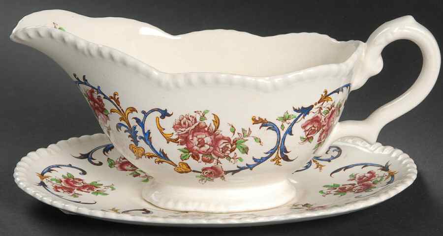 Premier Rose Gravy Boat & Underplate by Royal Cauldon-1