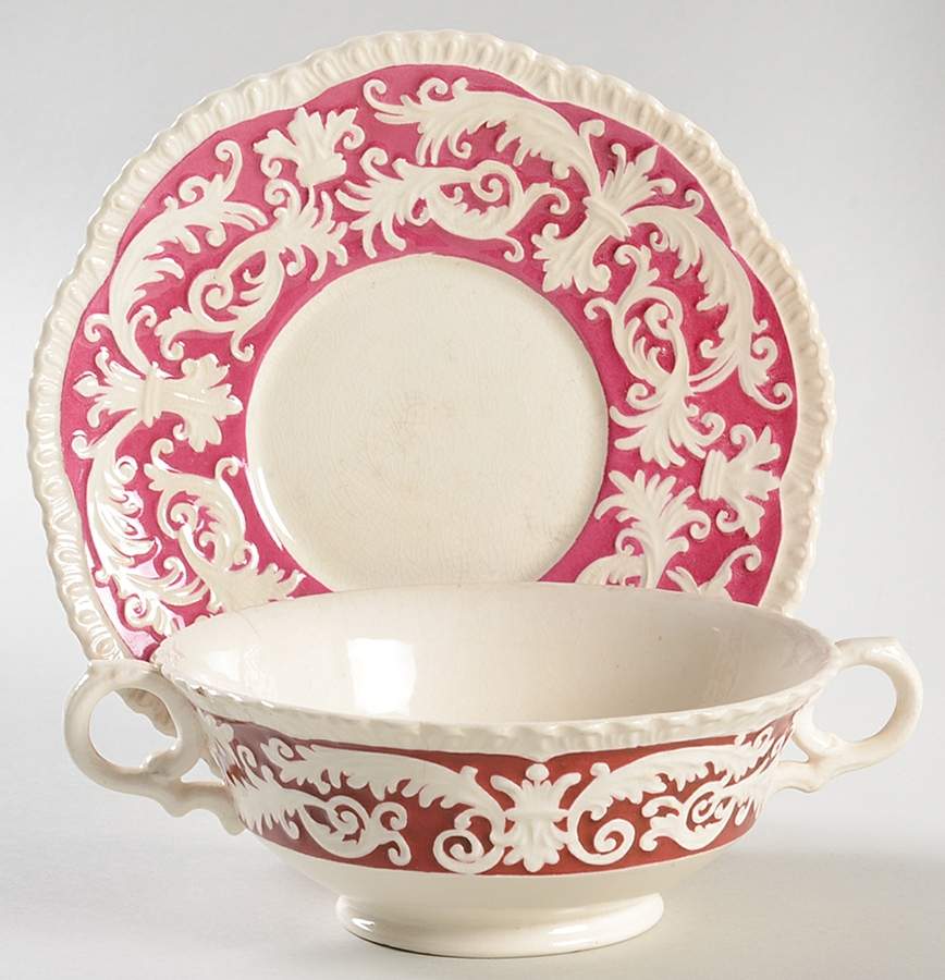ROC21 Footed Cream Soup Bowl & Saucer Set by Royal Cauldon-1