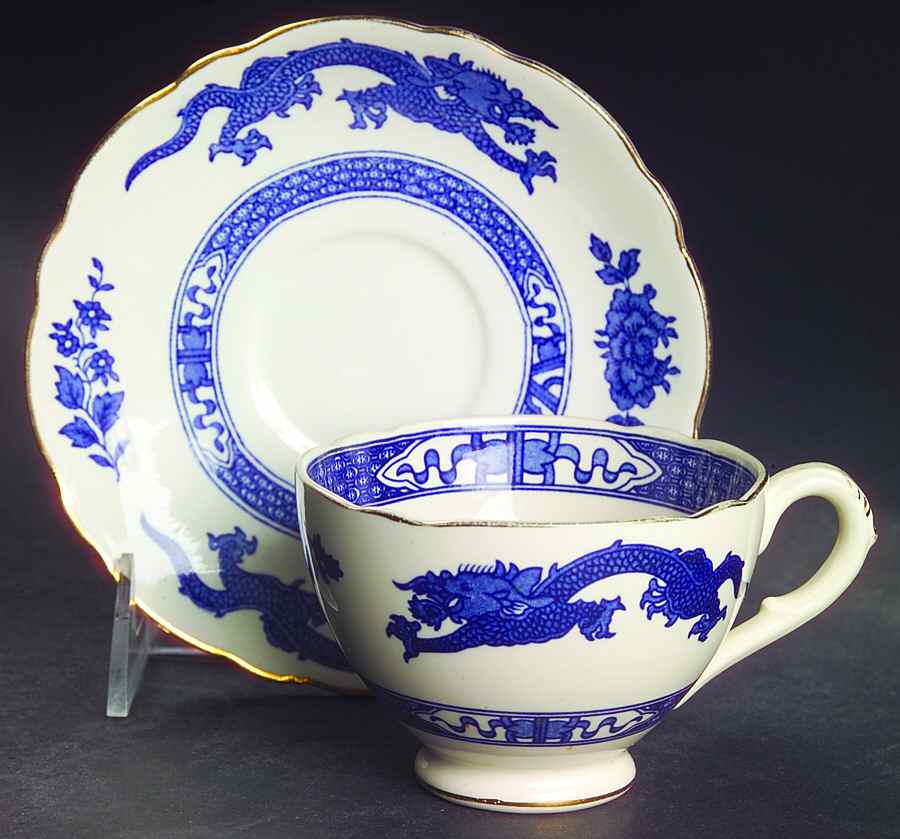 Dragon (Gold Trim) Footed Cup & Saucer Set by Royal Cauldon-1