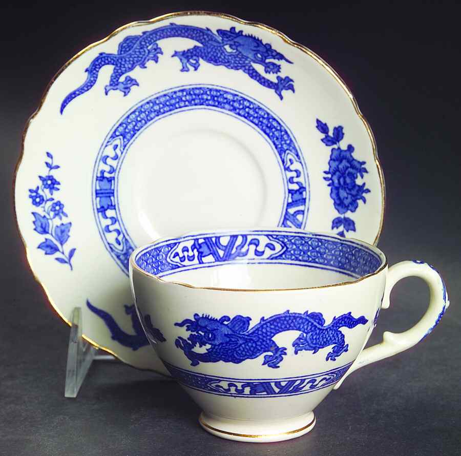 Dragon (Gold Trim) Footed Cup & Saucer Set by Royal Cauldon-1