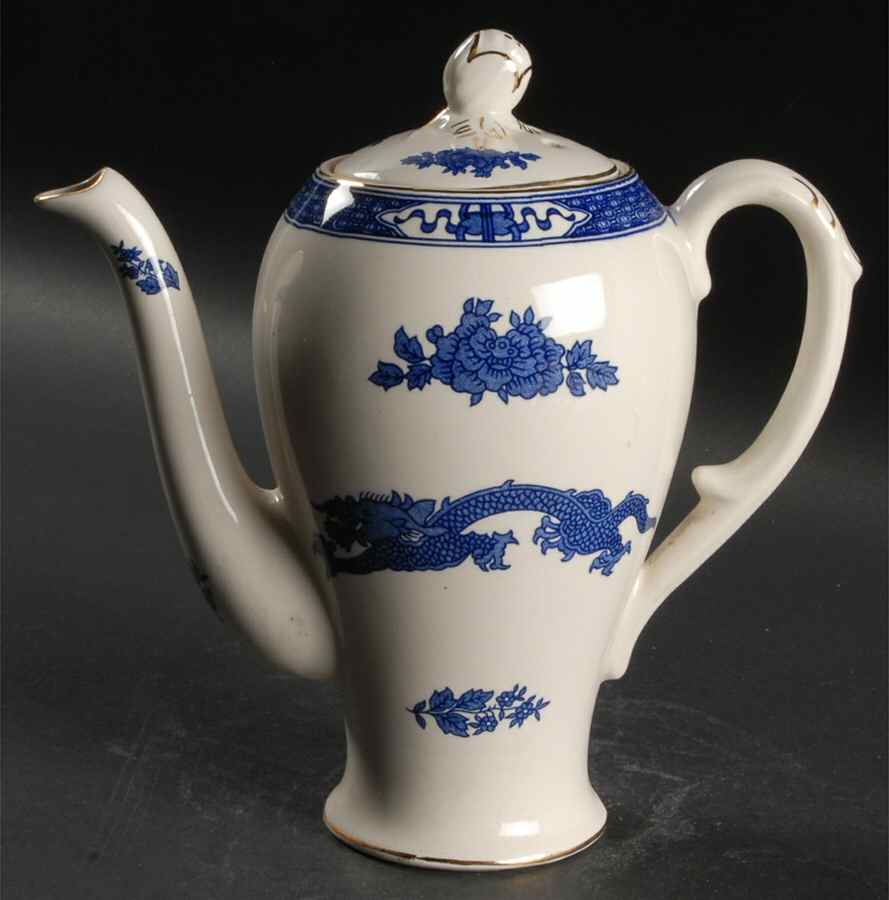 Dragon (Gold Trim) Mini Coffee Pot & Lid by Royal Cauldon-1