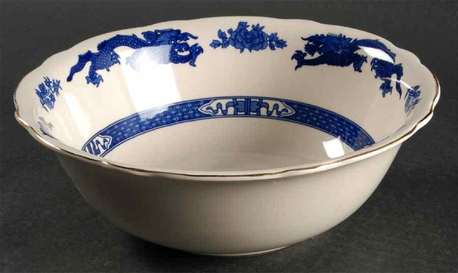 Dragon (Gold Trim) 9" Round Vegetable Bowl by Royal Cauldon-1