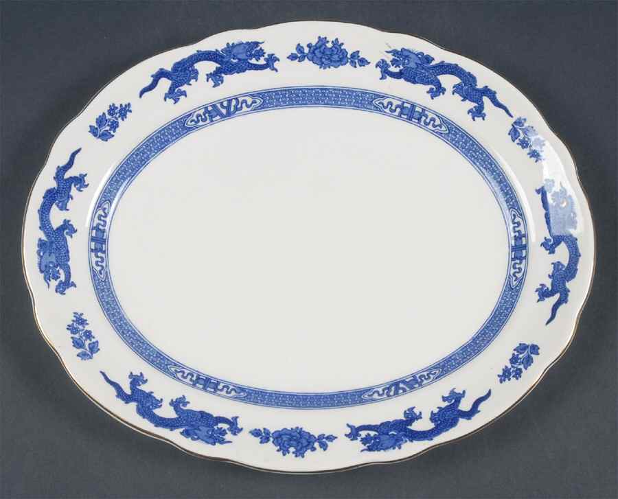 Dragon (Gold Trim) 11" Oval Serving Platter by Royal Cauldon-1