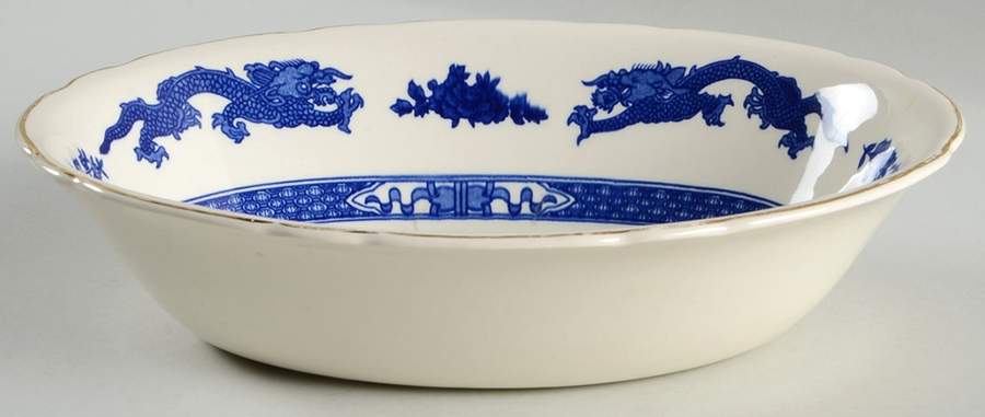 Dragon (Gold Trim) 9" Oval Vegetable Bowl by Royal Cauldon-1