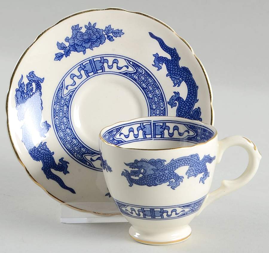 Dragon (Gold Trim) Footed Demitasse Cup & Saucer Set by Royal Cauldon-1