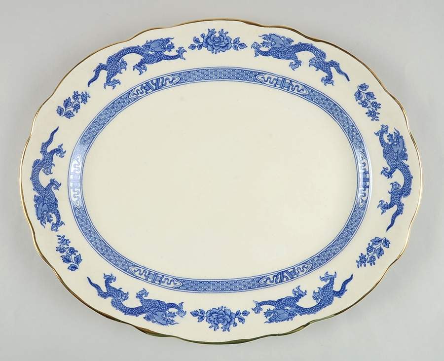 Dragon (Gold Trim) 13" Oval Serving Platter by Royal Cauldon-1