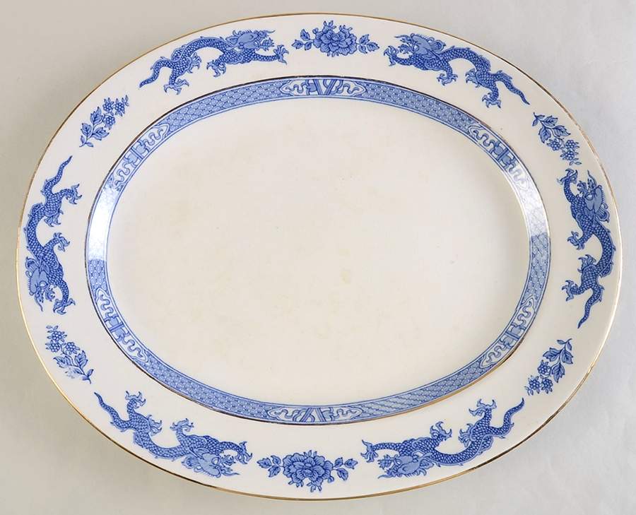 Dragon (Smooth) 14" Oval Serving Platter by Royal Cauldon-1