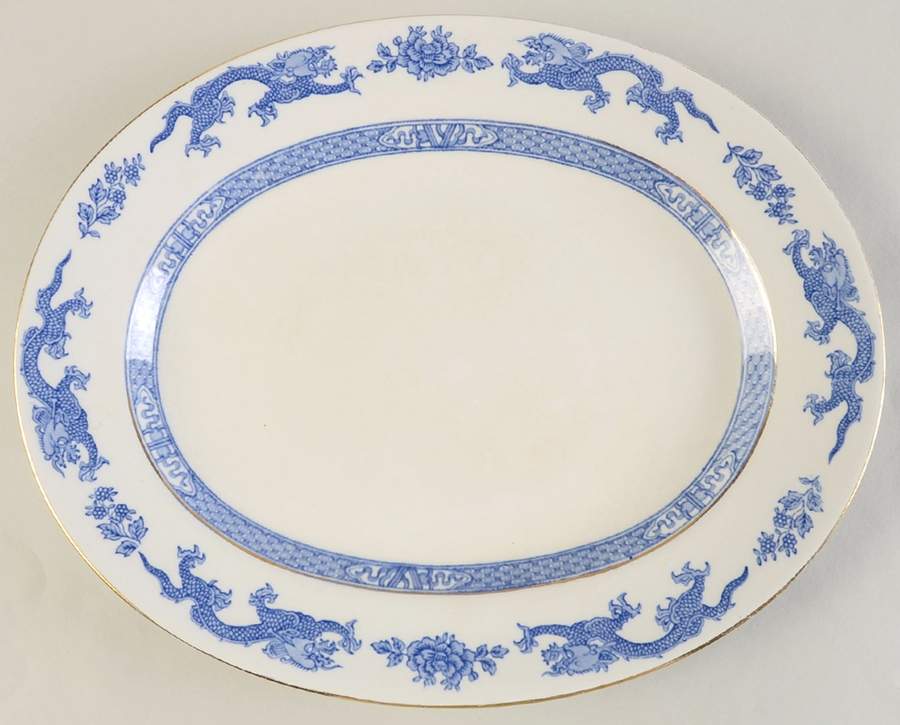 Dragon (Smooth) 12" Oval Serving Platter by Royal Cauldon-1