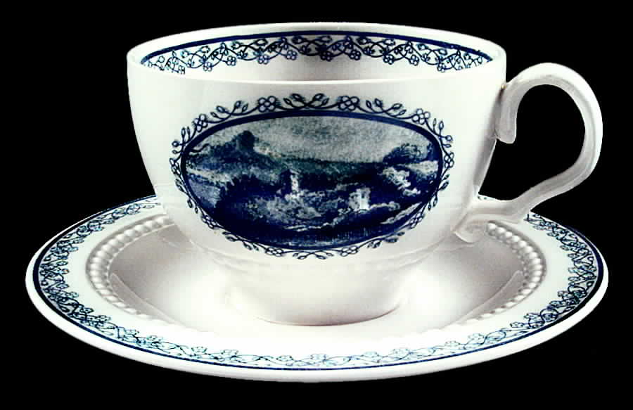 Scenario Black Flat Cup & Saucer Set by Royal Cauldon-1