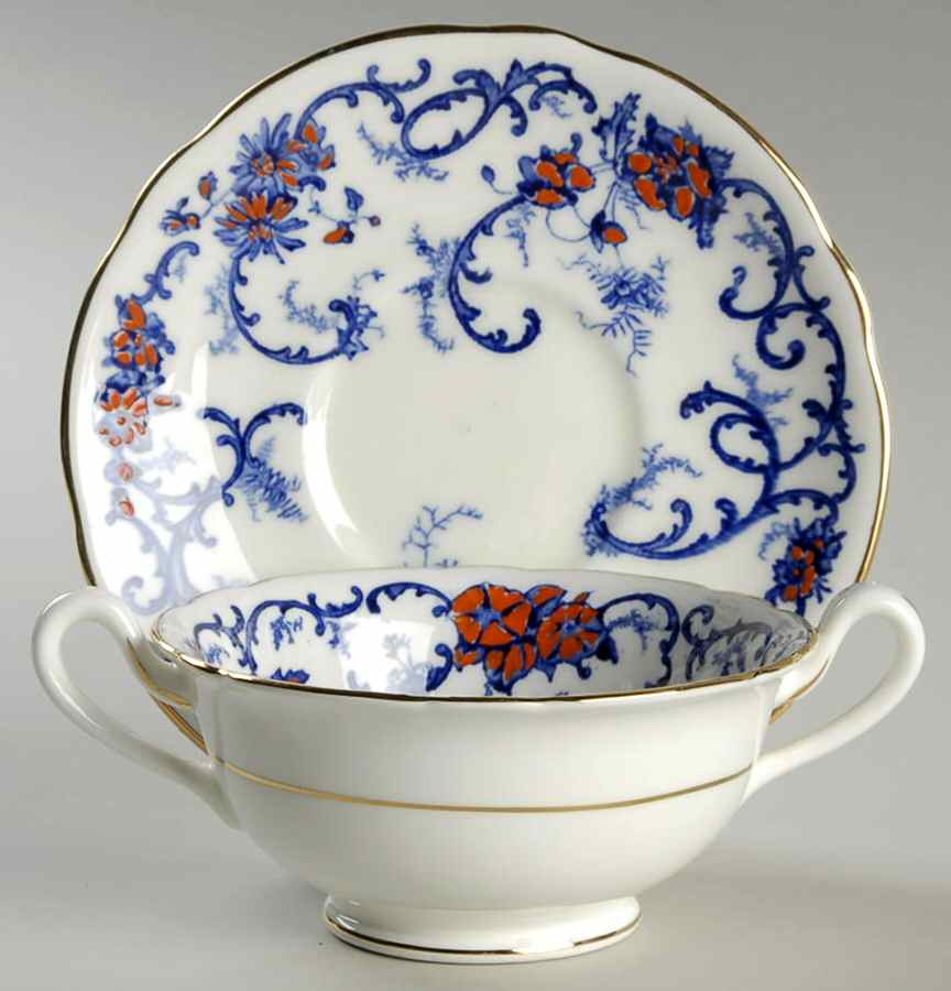 Shangri La Footed Cream Soup Bowl & Saucer Set by Royal Cauldon-1