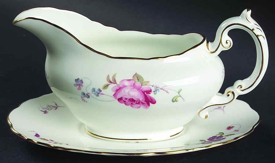 Shrewsbury (Gold Trim) Gravy Boat & Underplate by Royal Cauldon-1