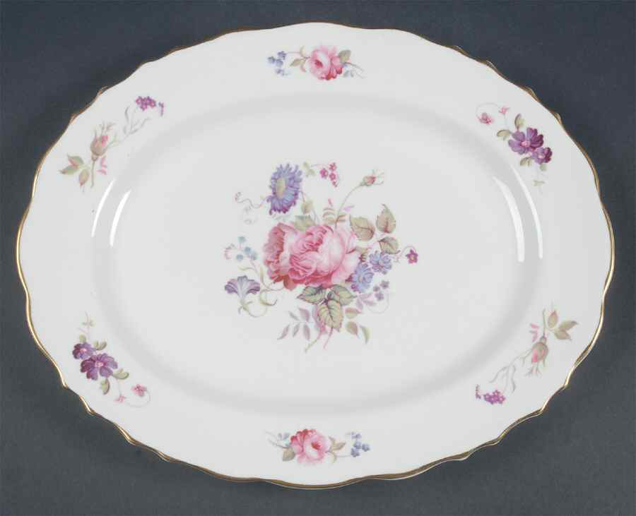 Shrewsbury (Gold Trim) 12" Oval Serving Platter by Royal Cauldon-1