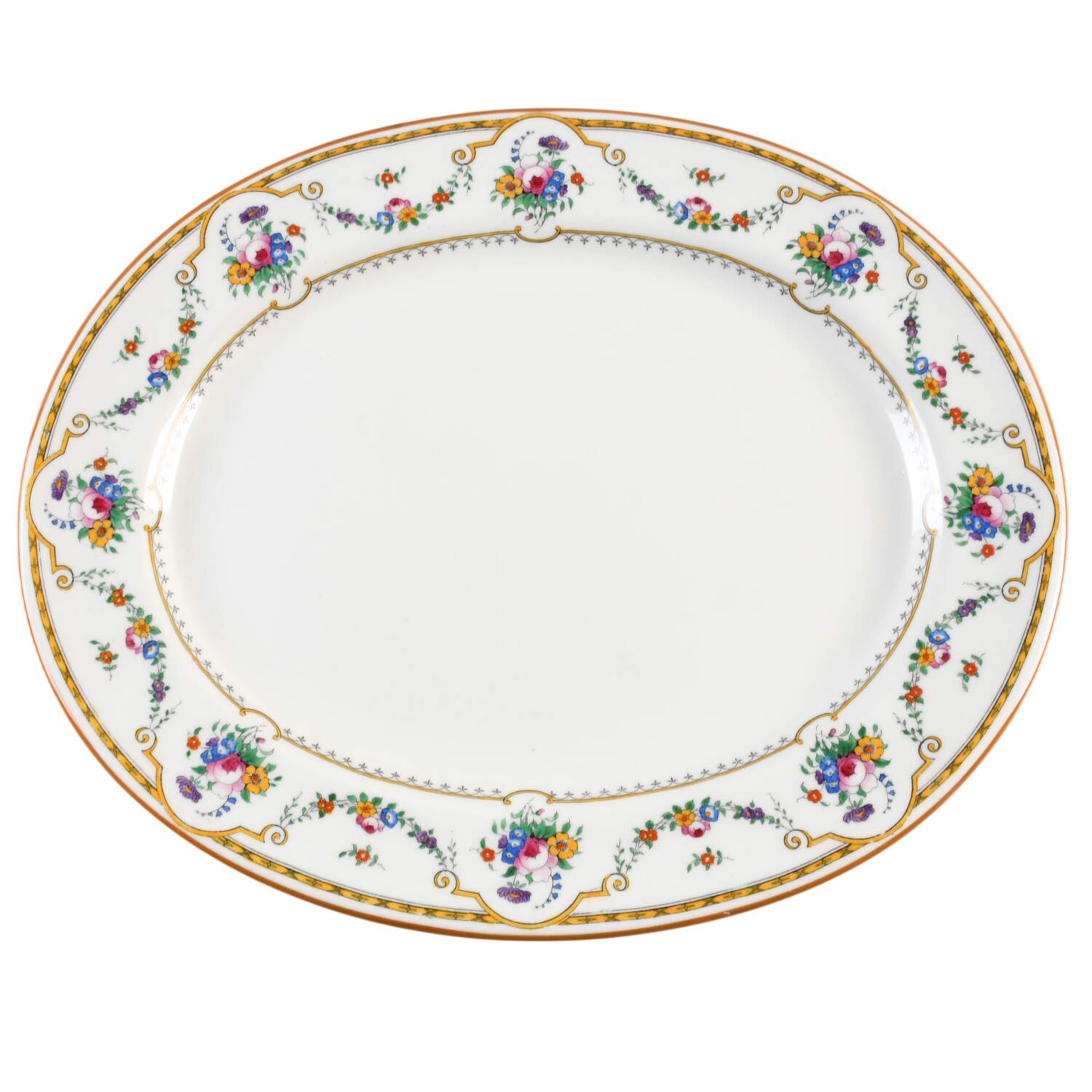 Sledmere (White Background) 15" Oval Serving Platter by Royal Cauldon-1