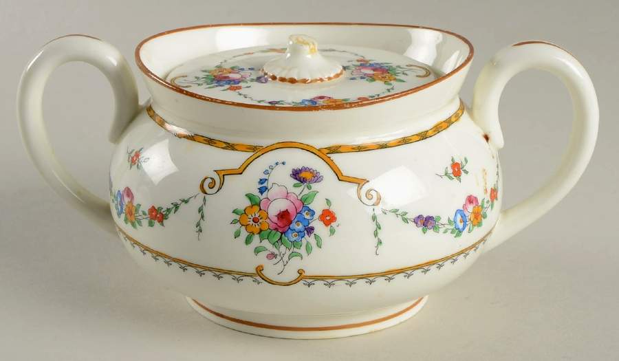 Sledmere (White Background) Sugar Bowl & Lid by Royal Cauldon-1