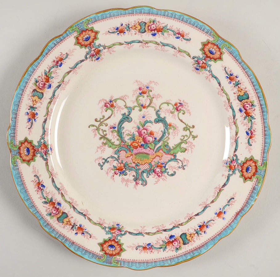 Souvenir Aqua (Scalloped, Cream) Luncheon Plate by Royal Cauldon-1