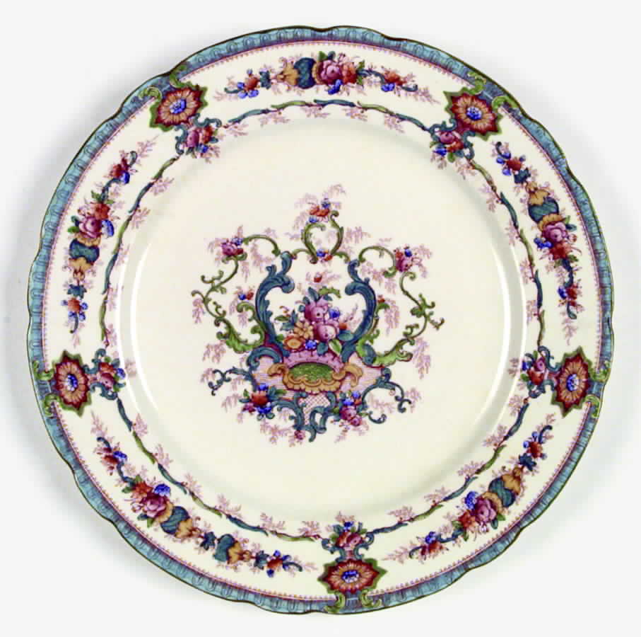 Souvenir Aqua (Scalloped, Cream) Dinner Plate by Royal Cauldon-1