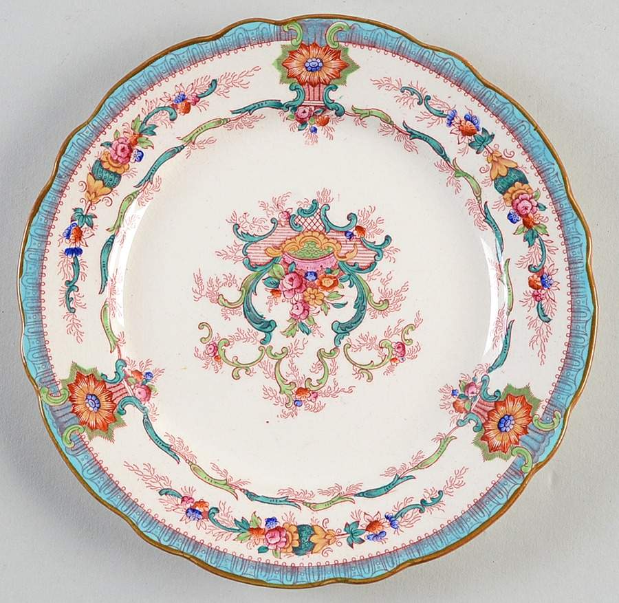 Souvenir Aqua (Scalloped, Cream) Bread & Butter Plate by Royal Cauldon-1