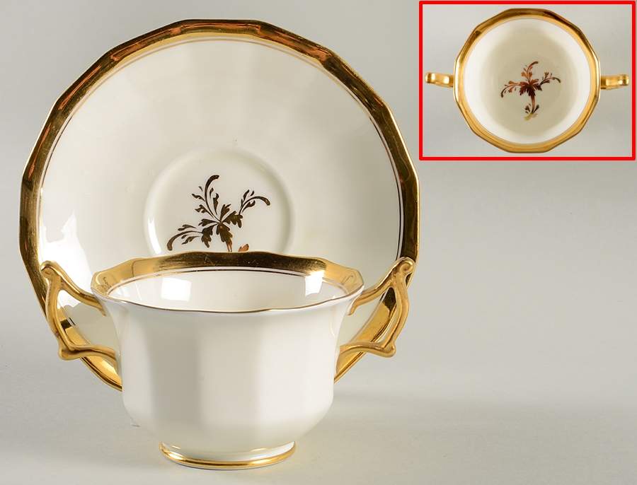 Tea Leaf Footed Bouillon Cup & Saucer by Royal Cauldon-1