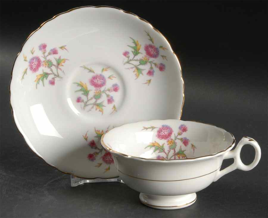 Thistle Footed Cup & Saucer Set by Royal Cauldon-1