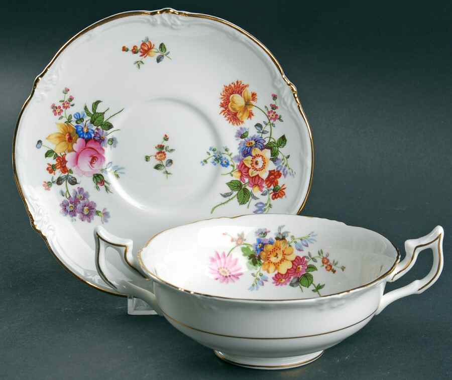 Marita Footed Cream Soup Bowl & Saucer Set by Royal Cauldon-1